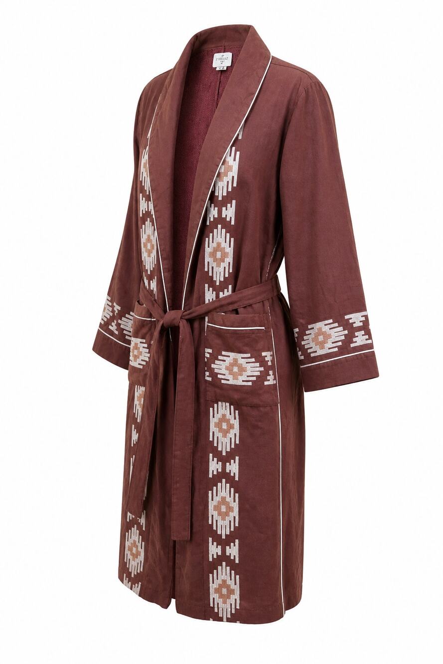 Sendero Hacienda Robe Cardigan SZ L/XL Southwest Aztec Jacquard Terry Lining